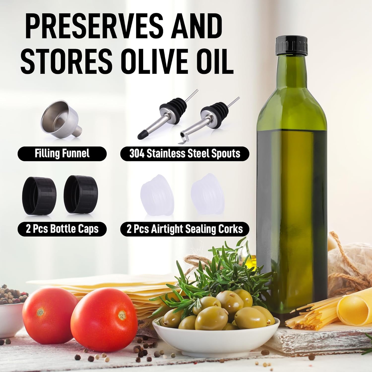 Zulay Kitchen 17oz Olive Oil & Vinegar Dispenser Bottle - Cooking