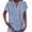 Blue, variant on SuTry Womens Notched V-Neck Short Sleeve Blouse Blue White Vertical Stripe Loose Fit Linen-Look Lightweight Breathable Casual Everyday Tunic Top