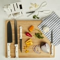 thumbnail image 2 of Basic Essentials 12 Piece Stainless Steel Kitchen Knife Set with Wood Block, White, 2 of 13