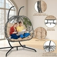 thumbnail image 5 of SEGMART 2-Person Hanging Swing Chair with Stand, Double Hanging Egg Chair with Cushion and Pillow, Foldable Wicker Rattan Patio Basket Hanging Chair for Indoor Outdoor Garden, Khahi, 5 of 10