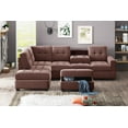 thumbnail image 2 of 3 Piece Sectional Sofa Set Microfiber with Reversible Chaise Lounge Storage Ottoman Brown, 2 of 7