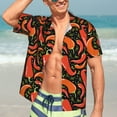 thumbnail image 7 of Pofeuu Red Hot Chili Print Hawaiian Shirt for Men Sleeves Casual Button Down Summer Beach Dress Shirts T-Shirts,XX-Large, 7 of 7