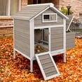 thumbnail image 2 of Petsblublu Wooden Small Chicken Coop Outdoor Hen House with 2 Nesting Box, 32" L x 23.6" W x 36.6" H, 2 of 7