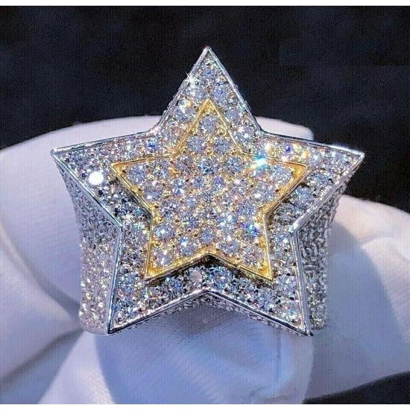 3 CT Round Cut VVS1/D Diamond Star Men's Wedding Pinky Ring Real 925 Sterling Silver