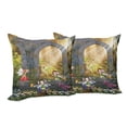 thumbnail image 6 of Ambesonne Nature Throw Pillow Cover 2 Pack, Flowers Blossoms Scene, 16", Charcoal Green Red, 6 of 6