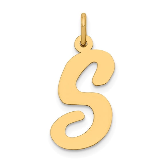 14K Yellow Gold Charm Pendant Themed 22 mm 12-17 Large Script Initial S
