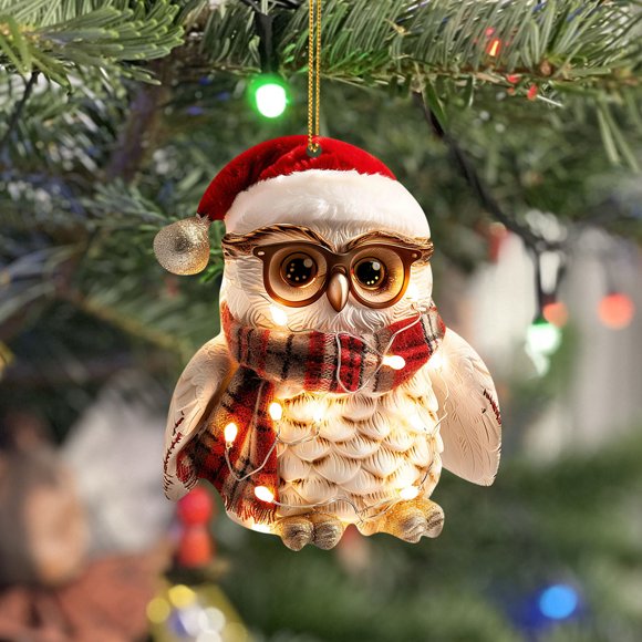 TIELUTT Cute Small Animal Pendant Acrylic Flat Ornament Christmas 12 Days of Christmas Glasses Painted Stained Glass Window Hangings Winter Fireplace Garland Tall Glass Decorations Broken Glass Decor