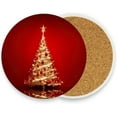 thumbnail image 2 of Christmas Tree Coasters Absorbent Moisture Non-Slip Drink Coaster Ceramic Stone with Cork Base Desktop Protection Prevent Furniture Damage 2PCS Home Decor, 2 of 6