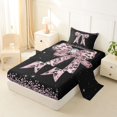 thumbnail image 2 of Manfei Cheetah Print Bowknot Twin Sheet Sets 3pcs for Girls Women,Kids Teens Bling Crystal Sequins Bedding,Super Cozy Room Decor, 2 of 5
