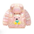 thumbnail image 3 of Kids Baby Boys Girls Winter Down Coats Bear Ear Hooded Jackets Fleece Full Zip Up Snowsuit Padded Puffer with Pockets Fall Winter Clothes 12-18 Months, 3 of 4