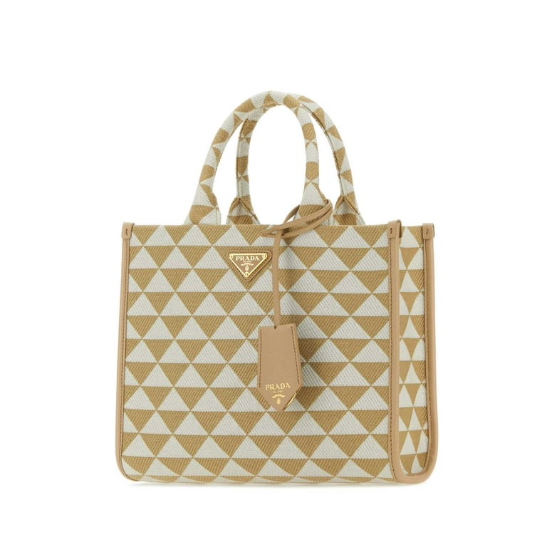 Prada Woman Embroidered Fabric Small Symbole Shopping Bag
