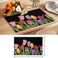thumbnail image 6 of Easter Tulips Placemats Set&nbsp;of 1 Colorful Flowers Leaves Plant Black Background Heat Insulation Washable Place Mats, Rustic Non-Slip Table Mats for Dining Table Party Kitchen Decor,13x19 Inch, 6 of 9