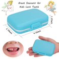 thumbnail image 2 of Caja de recuerdo de dientes de bebé, organizador de soporte de almacenamiento de dientes para niños de PP impreso en inglés para mantener la memoria de madera infantil (azul) Sincero Hogar, 2 of 6