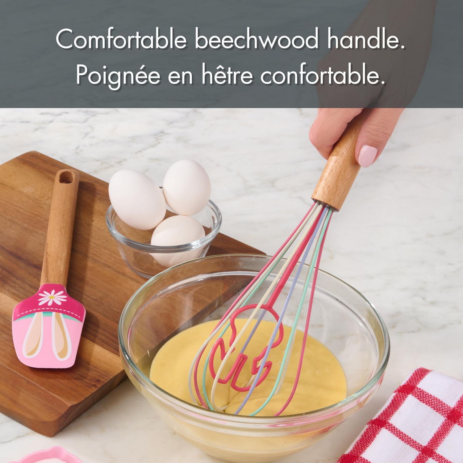 Way to Celebrate 11-inch Silicone Whisk, Bunny Rabbit Character, Pink