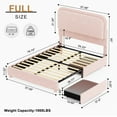 thumbnail image 2 of SIBEDS Full LED Bed Frame with 2 Drawers, Teddy Fleece Storage Bedframe No Box Spring Needed, Pink, 2 of 8