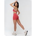 thumbnail image 6 of PISONIC Women Two Piece Workout Sets Color Block Sports Bra and High Waist Shorts Gym Yoga Athletic Outfits, 6 of 7