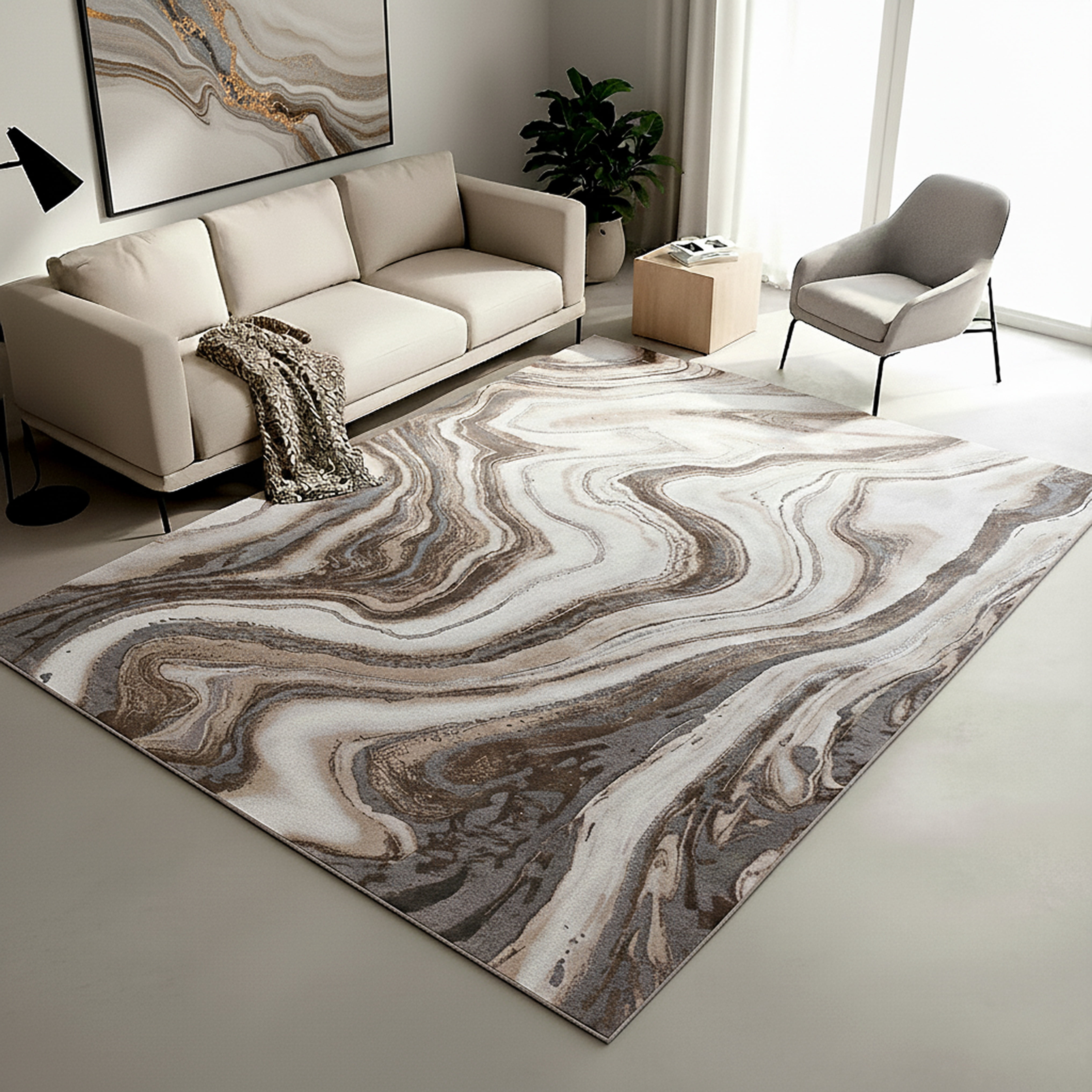 Safavieh Craft Ezra Abstract Area Rug, Gold/Gray, 5'3" x 7'