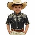 thumbnail image 4 of Ulitacool T Shirts For Boys Lapel Western Cow Printops Short Sleeve Button Down Top For Children And Youth Trend Child Clothing Black4 6-7 Years, 4 of 4