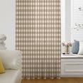 thumbnail image 6 of Brown Plaid Sheer Curtains 84 Inches Long, Gingham Checked Minimalist Modern Light Filering Curtains, Breathable Simi Curtain Privacy Drapes for Living Room Bedroom Lightweight Window Treatment, 6 of 9