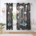 thumbnail image 5 of 2 Panels Set Blackout Curtains Thermal Insulated Sun Protection Room Darkening Drapes for Bedroom Sharks and Seagrass Pattern, 5 of 6