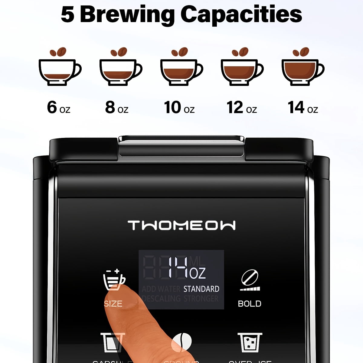 Fanruina single serve coffee maker supports both K cup pods and ground coffee with bold brew setting