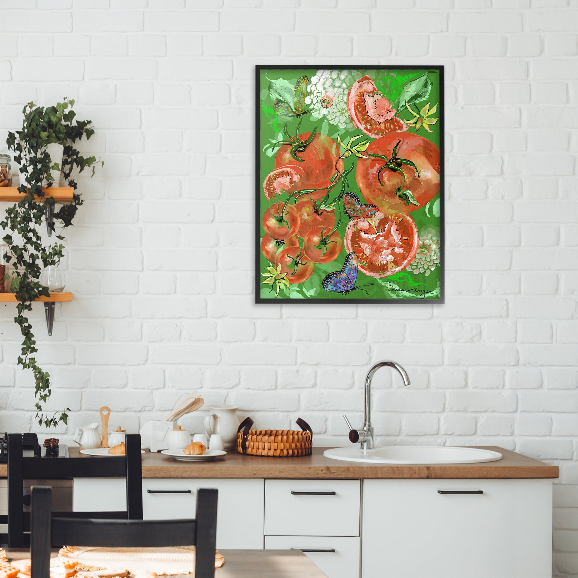 Stupell Industries Tomatoes Swirl Collage Black Framed Giclee Art, design by Susan Lugar