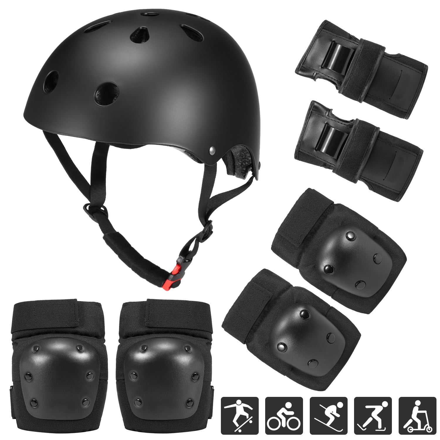 Kids Protective Gear Set 7 in 1 Adjustable Bike Helmets for Roller Skating 