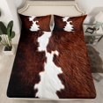 thumbnail image 2 of Manfei Cow Hide Print Full Size Sheets,Brown Cattle Hide Bed Sheets,Brown Gray Sheet Sets For Adults,Microfiber Bedroom Decor,4 Pieces, 2 of 7