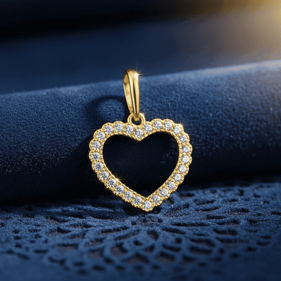 Vinali Solid 14K Yellow Gold Heart CZ Pendant