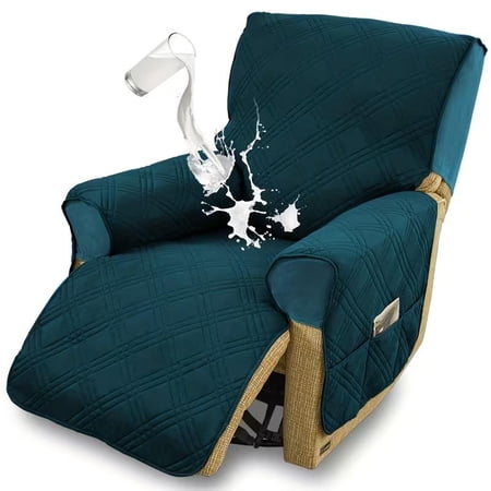 Quilted Stretch Recliner Covers, Anti-Slip , Power Lift Recliner Sofa Covers with Storage Pockets & Elastic Straps, Furniture Protector