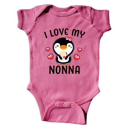 

Inktastic I Love My Nonna with Cute Penguin and Hearts Gift Baby Girl Bodysuit