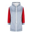thumbnail image 4 of Yourumao Zip up Hoodie for Women Color Block Hooded Long Jackets Raglan Long Sleeve Jackets Soft Cozy Casual Fall Overcoats with Pockets, 4 of 6