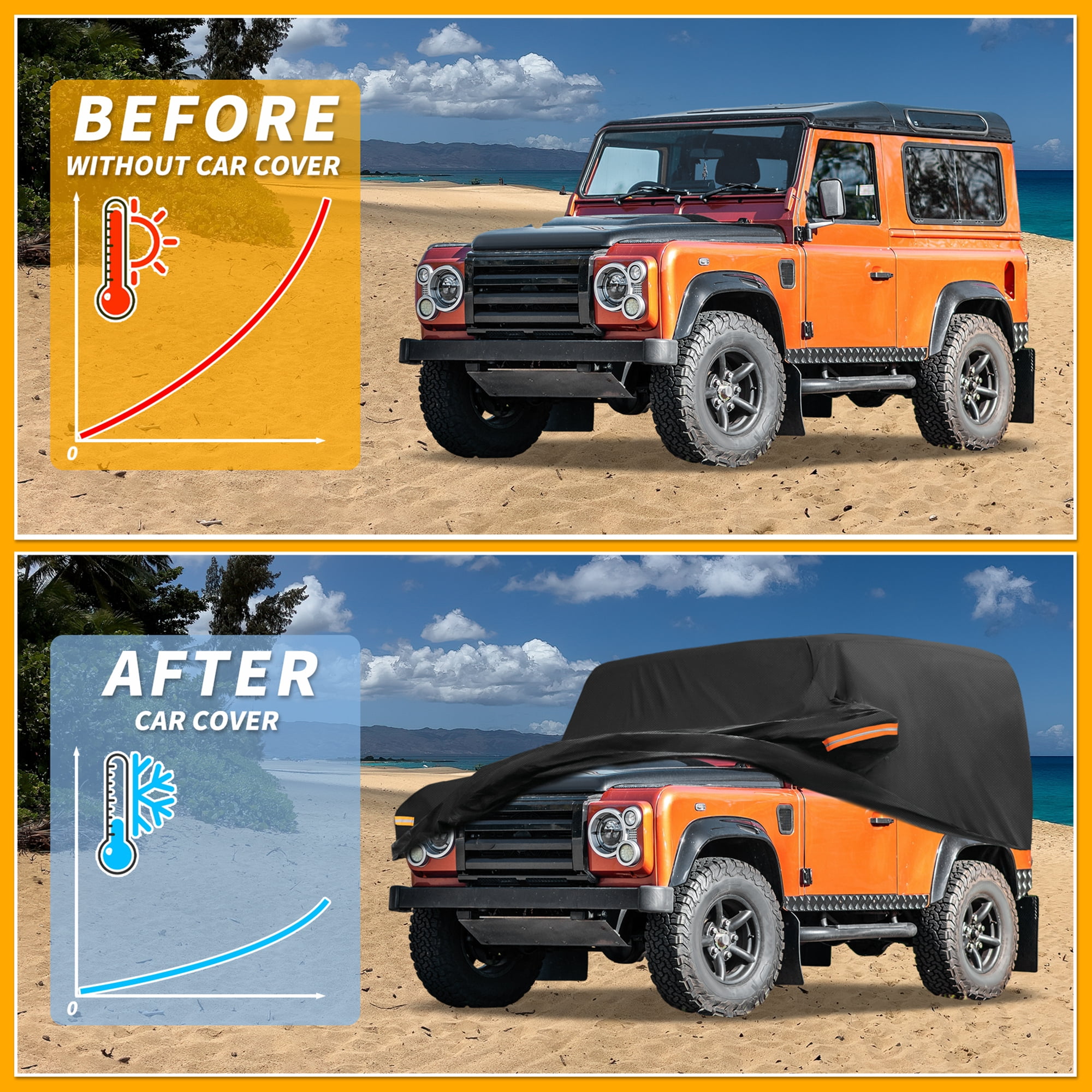 Unique Bargains UV-Resistant Car Cover Black ["for Land Rover Defender 90 2020-2025"]