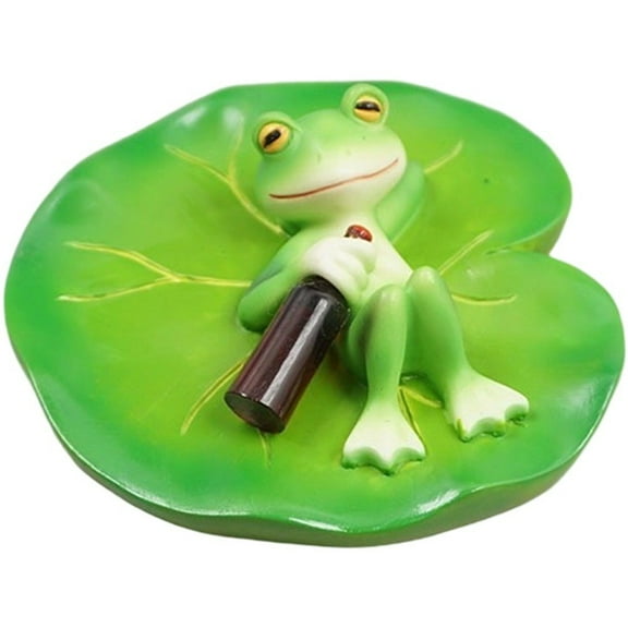 Jiibva Artificial Lily Pad and Frog Figurine Set, Resin Floating Decor for Tabletop and Indoor Water Features
