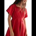 thumbnail image 2 of Vestido de Mujer con Mangas Abullonadas, Cuello Cuadrado, Lazo en la Espalda y Cremallera, Rojo L, 2 of 7
