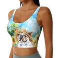 thumbnail image 2 of Honeii French Bulldog Sunflowers Bubbles Patten Workout Crop Tank Top for Women Yoga Tank Tops Athletic Sports Shirts Exercise Undershirts,Sports Bra,Sports vest-Small, 2 of 8