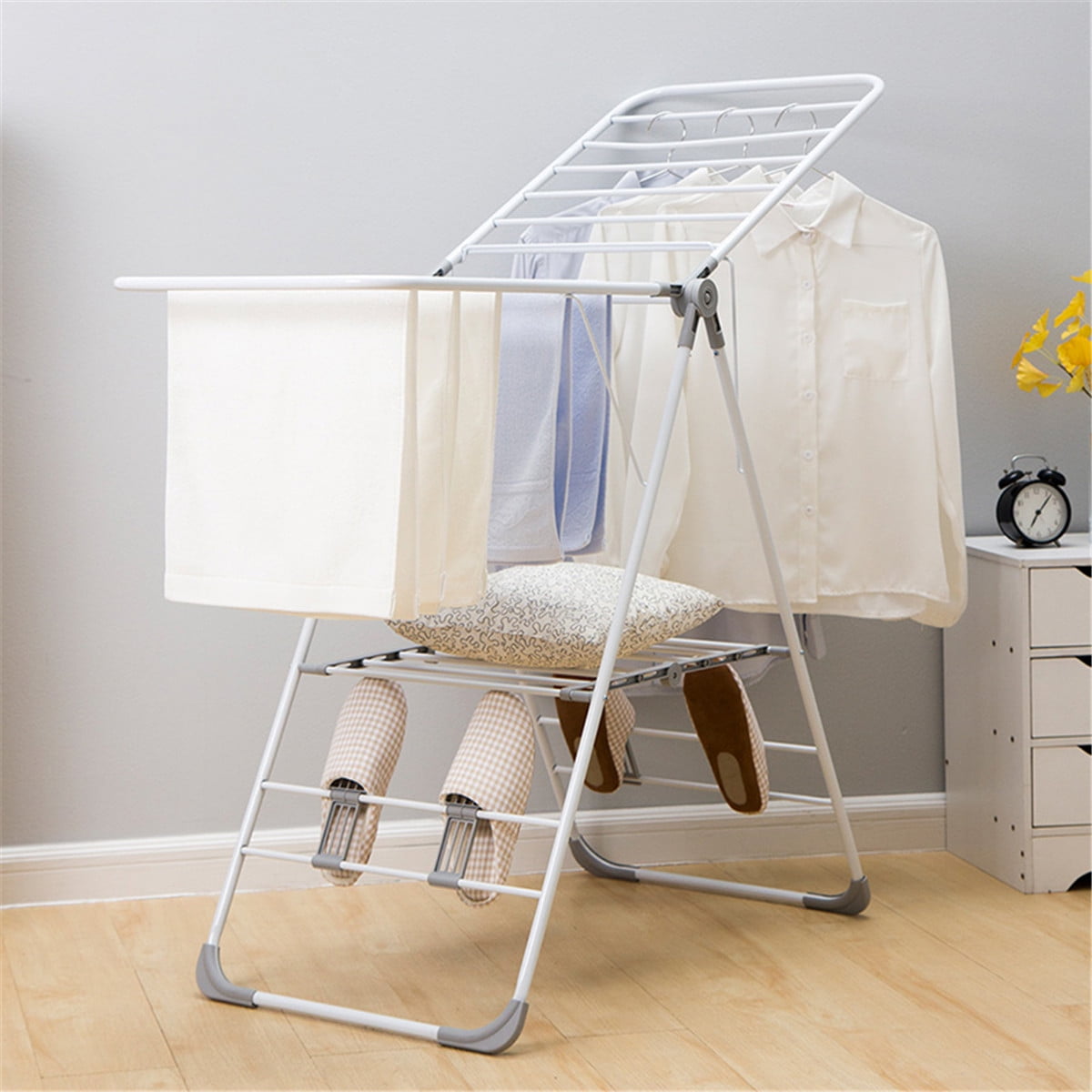 Portable Gullwing Laundry Drying Rack Heavy Duty Folding Clothes Storage Drying Rack Dryer
