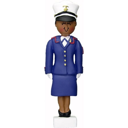 Armed Forces Marine Female African-American Personalized  Christmas Ornament
