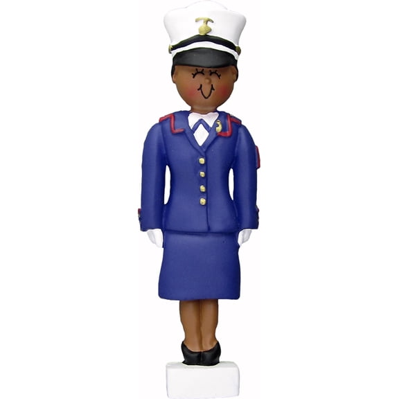 Armed Forces Marine Female African-American Personalized Christmas Ornament DO-IT-YOURSELF