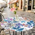 thumbnail image 6 of Spring Floral Round Tablecloth for 55-60 Inch Tables,Fitted Table Cover with Elastic Edge,Watercolor Colorful Summer Botanical Waterproof Outdoor Table Cloth Protector for Patio Garden Dinner Picnic, 6 of 9