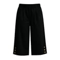 thumbnail image 2 of Besolor Wide Leg Capri Pants for Women Casual Loose Lightweight Breathable Hem Button Elastic Waisted Capris with Pockets, 2 of 6