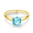 thumbnail image 2 of Gem Stone King 10K White And Yellow Gold Swiss Blue Topaz Engagement Ring for Women | 1.65 Cttw | Round 7MM | Gemstone November Birthstone | Size 6, 2 of 4