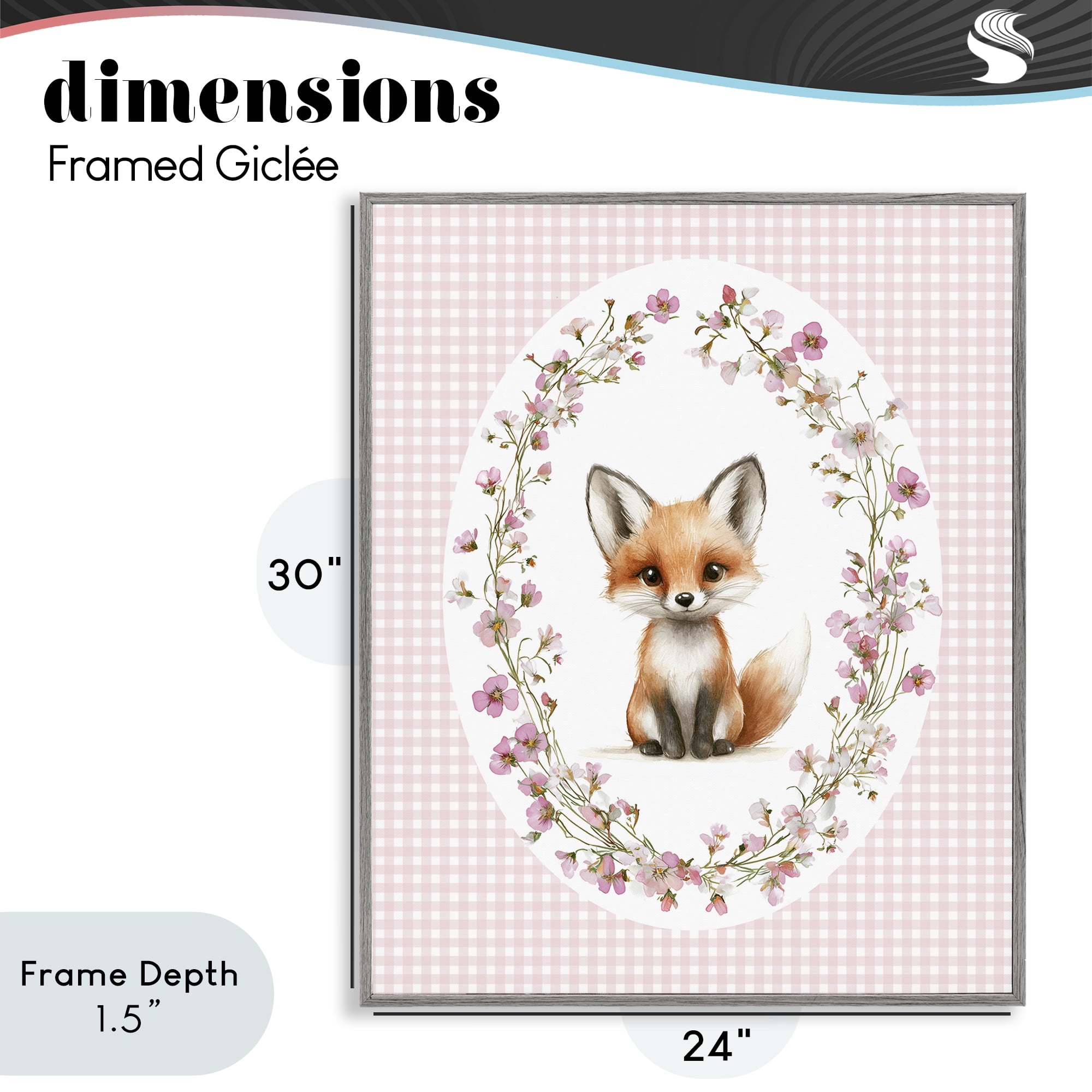 Stupell Industries Fox with Cherry Blossoms Gray Framed Giclee Art, design by Christine Simpson Art