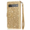 thumbnail image 2 of Case for FOXDOCK Google Pixel 6 Pro Glitter Zipper Wallet Case with Short Hand Strap, 2 of 4