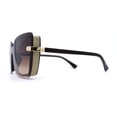 thumbnail image 3 of Womens Glitter Sparkling Shield Rimless Square Butterfly Sunglasses Brown Gold Brown, 3 of 4