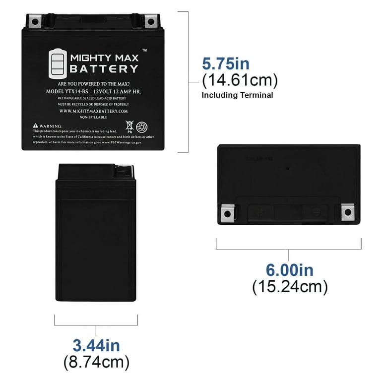 YTX14-BS Replacement Battery for Energizer TX14 AGM 