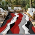 thumbnail image 3 of Fsddascl Red Black Ombre Outdoor Rug for Patio/Deck/Porch, Non-Slip Large Area Rug 5 x 8 Ft, Modern Geometric Moire Abstract Art Indoor Outdoor Rugs Washable Area Rugs, Reversible Camping Rug Carpet, 3 of 5