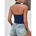 thumbnail image 5 of Ekouaer Women Halter Top Backless Scroop Neck Slim Stretchy Ribbed Knit Camisole Crop Tops, 5 of 6