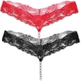 thumbnail image 1 of 2 Pack Mini Bikini Perles pour Femmes String Perlé Chaîne String Mignon Lingerie T Pantalons String en Dentelle m-TTG, 1 of 3