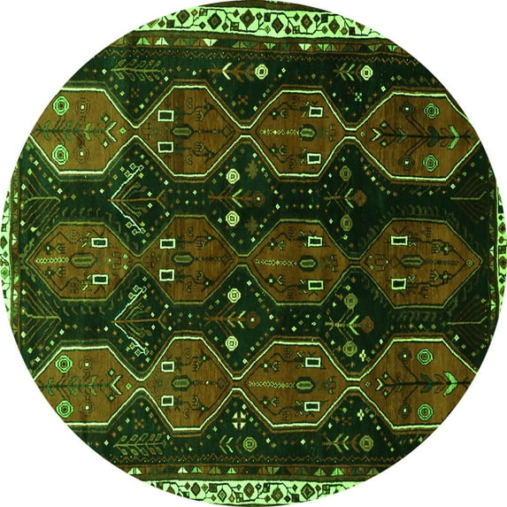 Ahgly Company Indoor Round Persian Green Traditional Area Rugs, 7' Round